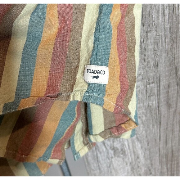 Toad & Co Shirt Dress Size L Organic Cotton Striped Collared Pockets Sustainable - Picture 4 of 7